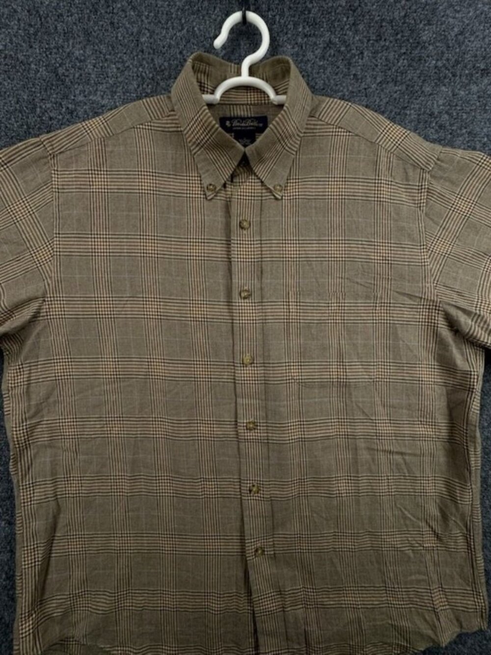 Brooks Brothers Large Brooksflannel Button-Down Cotton Wool Beige Long Sleeve